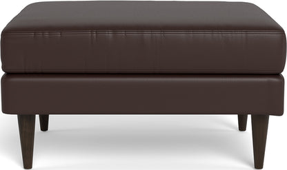 Wallace Leather Untufted Ottoman - Tribeca Cream