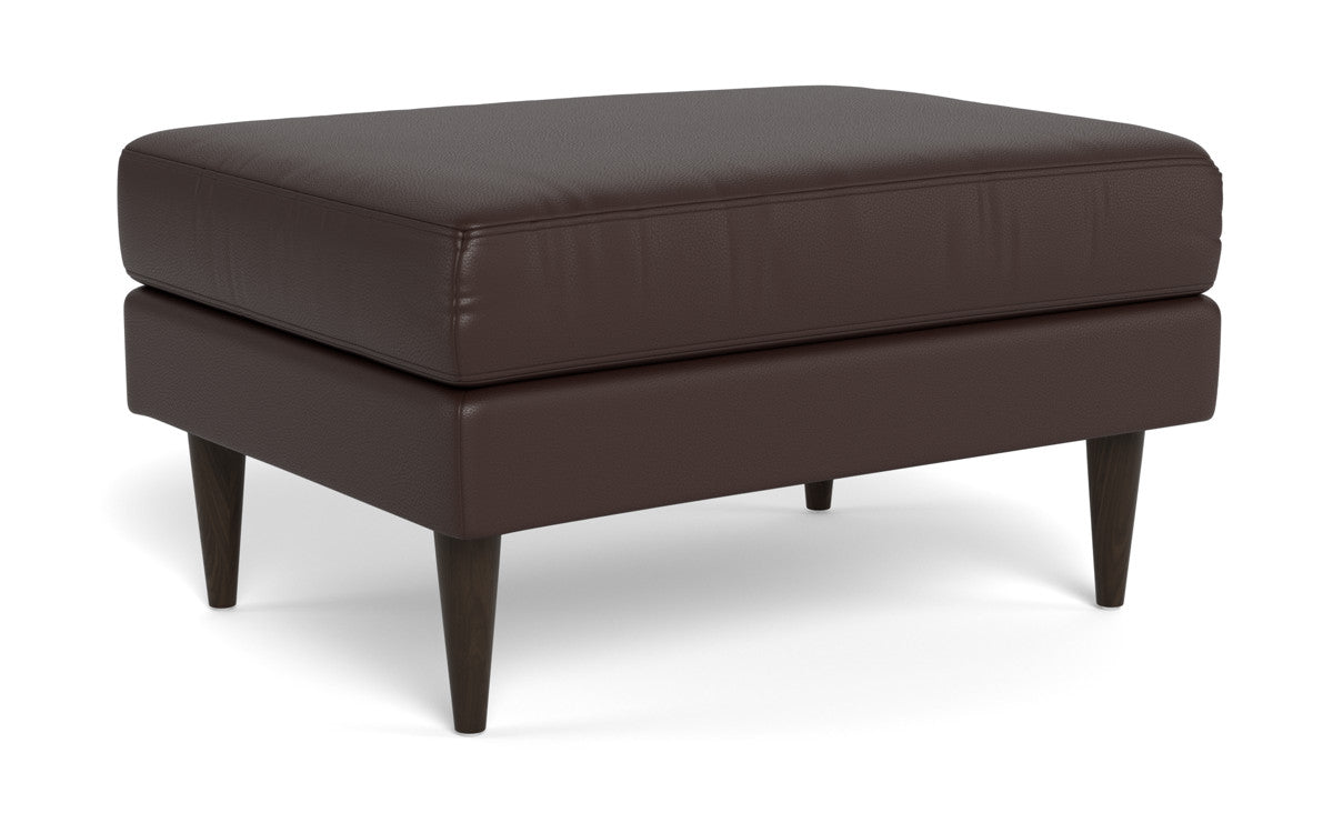Wallace Leather Untufted Ottoman - Tribeca Espresso