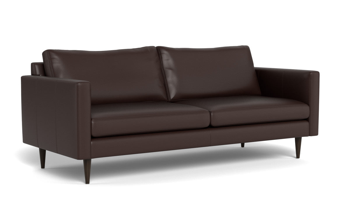 Wallace 85" Leather Untufted Sofa - Tribeca Espresso