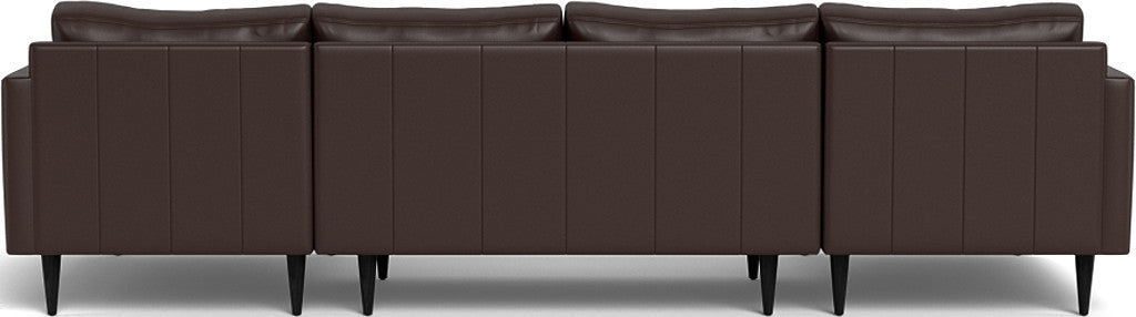 Wallace 126" Leather Untufted Double Chaise U Sectional - Tribeca Espresso