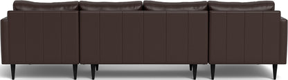 Wallace 126" Leather Untufted Double Chaise U Sectional - Tribeca Espresso