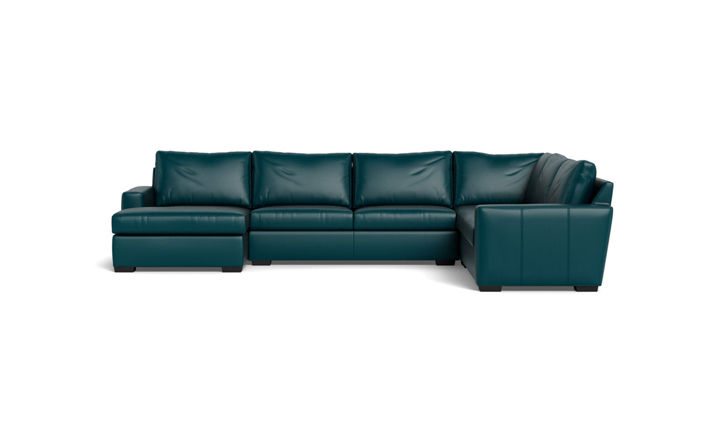 Mesa 156" Leather Corner Sectionals w. Left Chaise - Tribeca Lagoon
