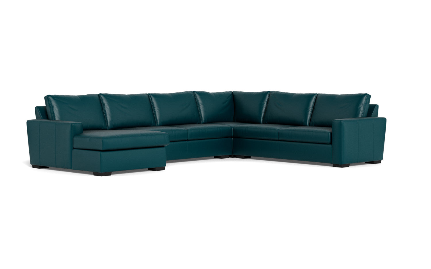 Mesa 156" Leather Corner Sectionals w. Left Chaise - Tribeca Lagoon