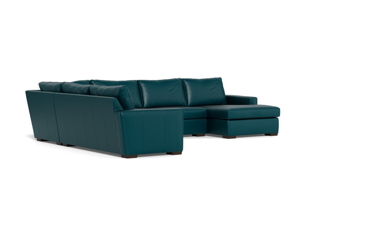 Mas Mesa 162" Deep Leather Corner Sectionals w. Right Chaise - Tribeca Lagoon