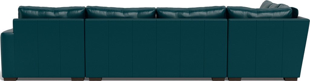 Mas Mesa 162" Deep Leather Corner Sectionals w. Right Chaise - Tribeca Lagoon