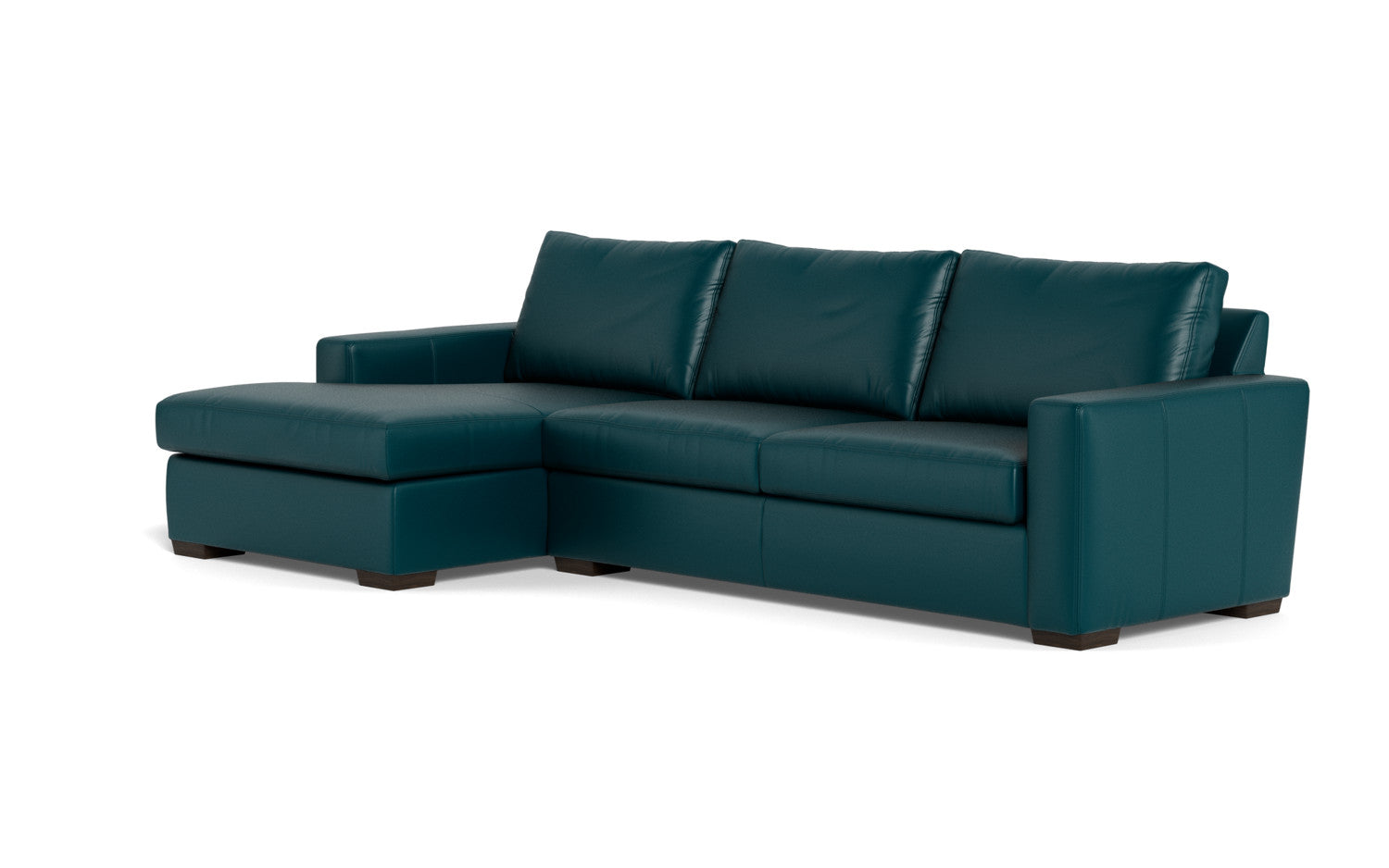 Mesa 123" Leather Left Chaise Sectional - Tribeca Lagoon