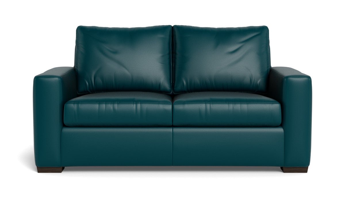 Mas Mesa 72" Deep Leather Loveseat - Tribeca Lagoon