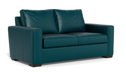 Mas Mesa 72" Deep Leather Loveseat - Tribeca Lagoon