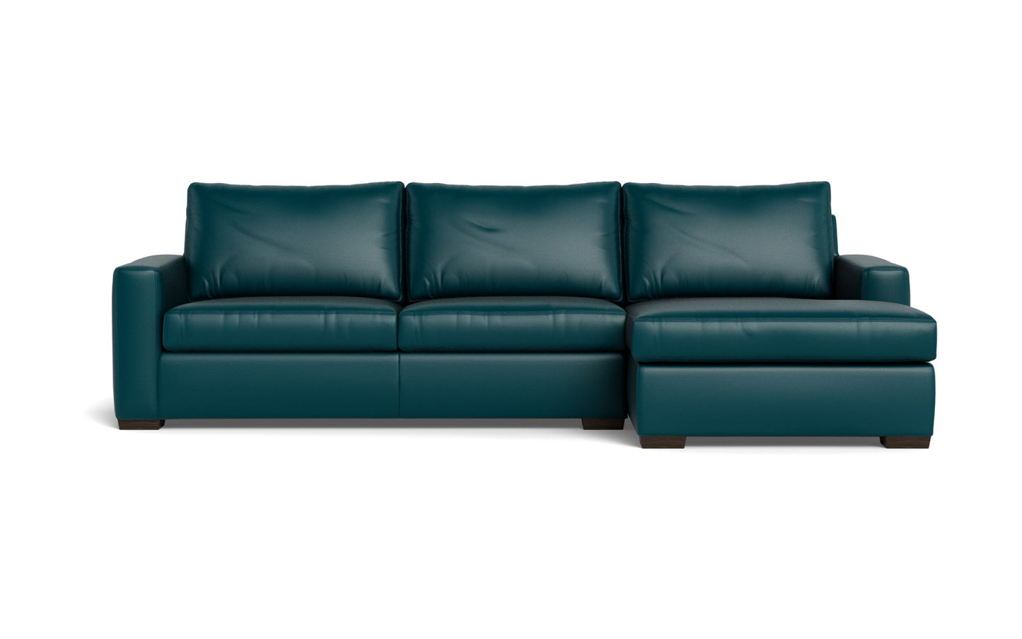 Mesa 123" Leather Right Chaise Sectional - Tribeca Lagoon
