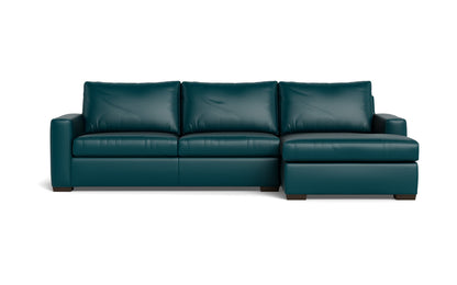 Mesa 123" Leather Right Chaise Sectional - Tribeca Lagoon