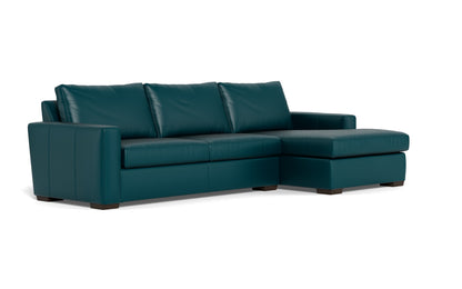 Mesa 123" Leather Right Chaise Sectional - Tribeca Lagoon