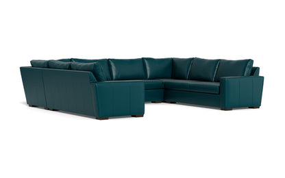 Mas Mesa 166" Deep Leather Condo U Sectional - Tribeca Lagoon