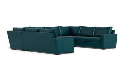 Mesa 154" Leather Condo U Sectional - Tribeca Lagoon
