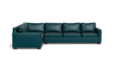 Track 121" Leather Left Corner Sectional With Raf Sleeper Sectional - Tribeca Lagoon