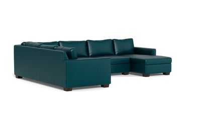 Track 141" Leather Corner Sectionals W. Full Sleeper & Right Chaise - Tribeca Lagoon