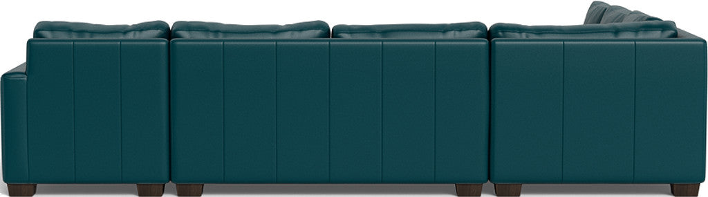 Track 141" Leather Corner Sectionals W. Full Sleeper & Right Chaise - Tribeca Lagoon