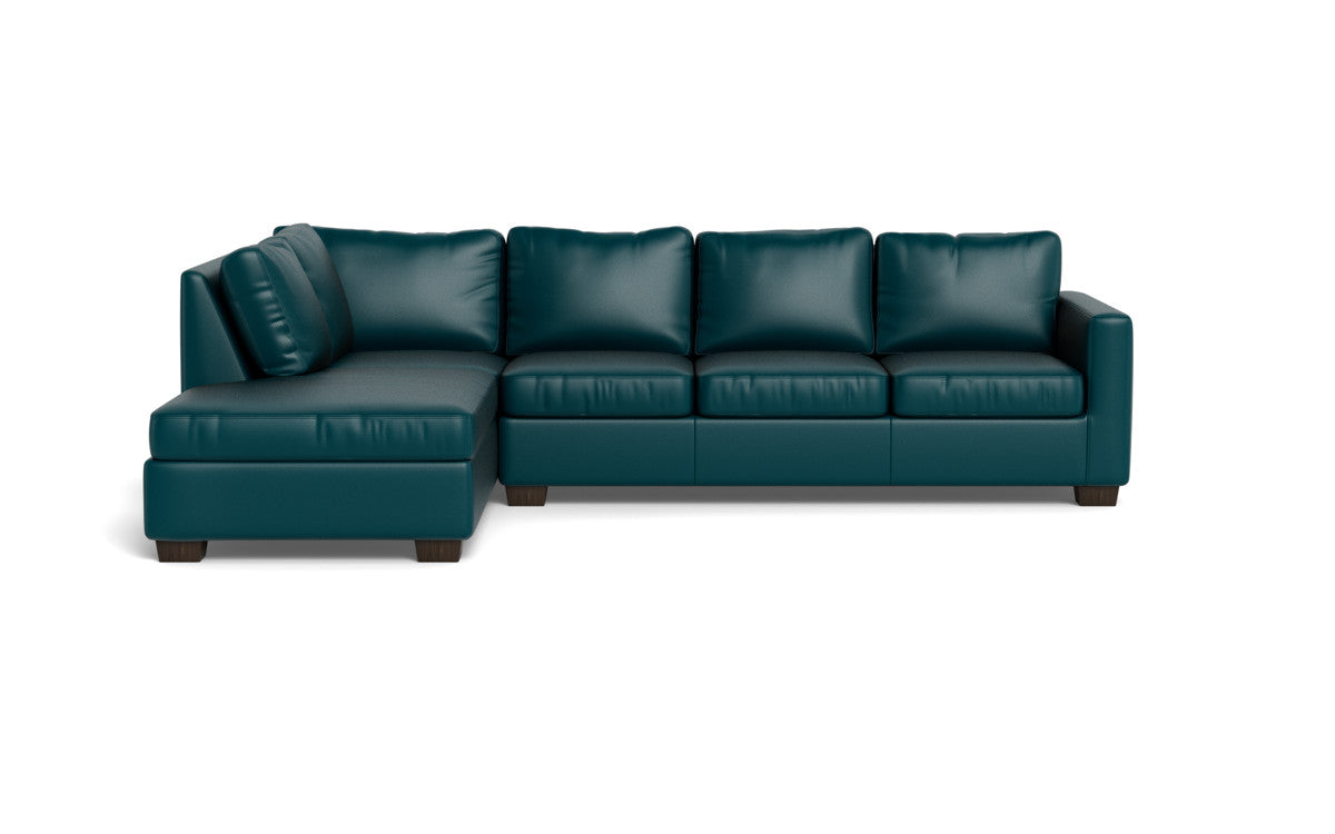 Track 121" Leather Left Chaise Sectional - Tribeca Lagoon