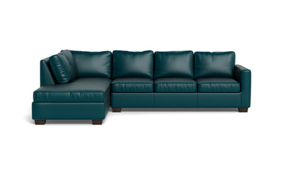 Track 121" Leather Left Chaise Sleeper Sectional - Tribeca Lagoon