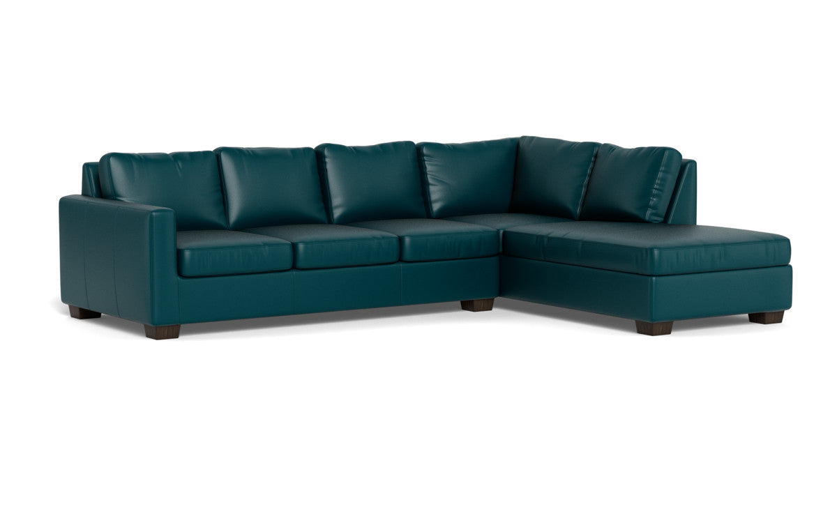 Track 121" Leather Right Chaise Sleeper Sectional - Tribeca Lagoon