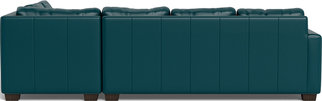 Track 121" Leather Right Chaise Sleeper Sectional - Tribeca Lagoon