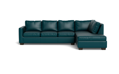 Track 121" Leather Right Chaise Sleeper Sectional - Tribeca Lagoon