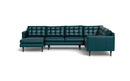 Wallace 130" Leather Corner Sectionals w. Left Chaise - Tribeca Lagoon