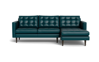 Wallace 98" Leather Right Chaise Sectional - Tribeca Lagoon