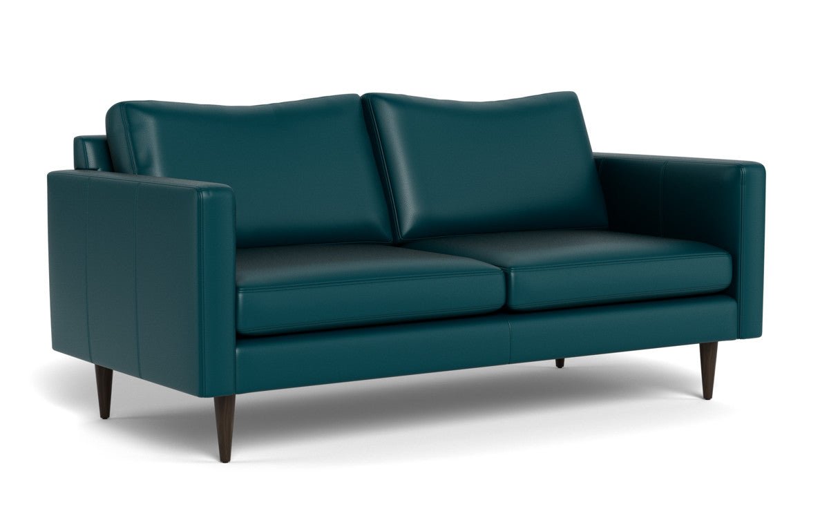 Wallace 74" Leather Untufted Apartment Sofa - Tribeca Lagoon