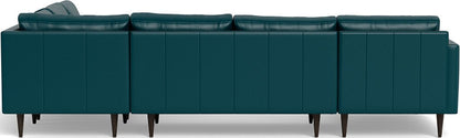 Wallace 130" Leather Untufted Corner Sectionals w. Left Chaise - Tribeca Lagoon