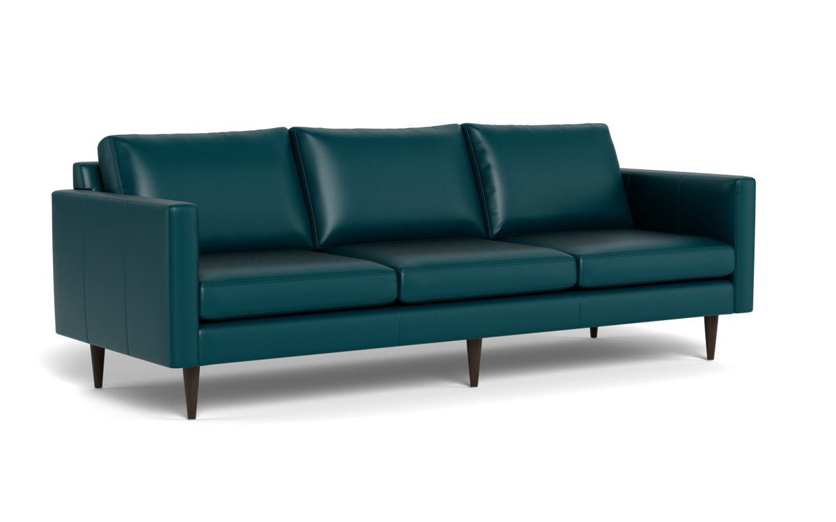 Wallace 98" Leather Untufted Estate Sofa - Tribeca Lagoon