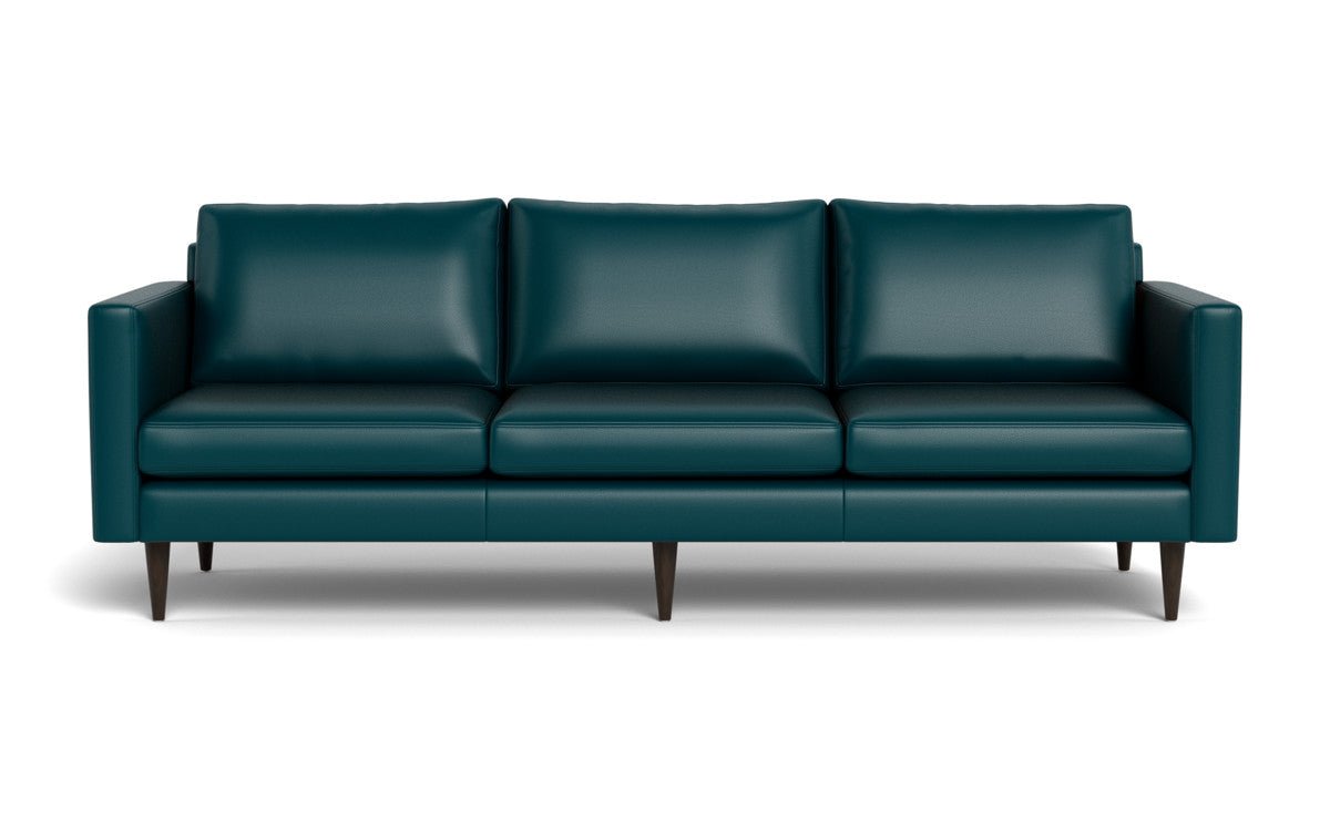Wallace 98" Leather Untufted Estate Sofa - Tribeca Lagoon