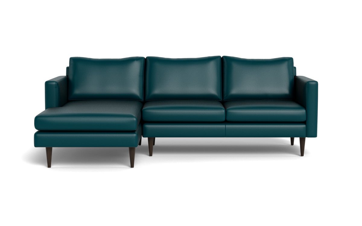 Wallace 98" Leather Untufted Left Chaise Sectional - Tribeca Lagoon