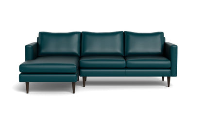 Wallace 98" Leather Untufted Left Chaise Sectional - Tribeca Lagoon