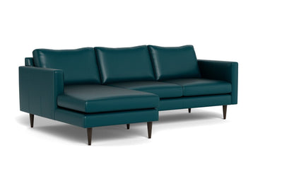 Wallace 98" Leather Untufted Left Chaise Sectional - Tribeca Lagoon