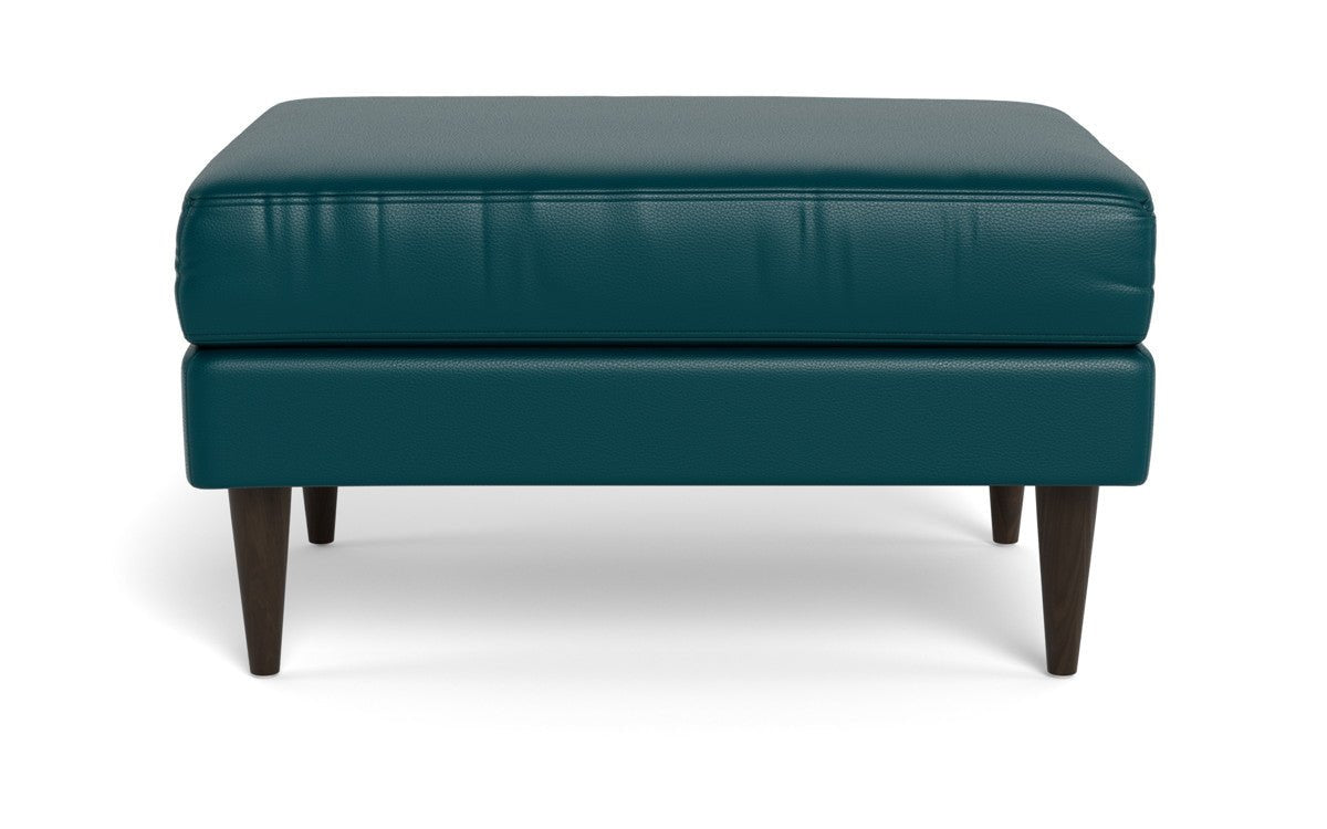 Wallace Leather Untufted Ottoman - Tribeca Lagoon