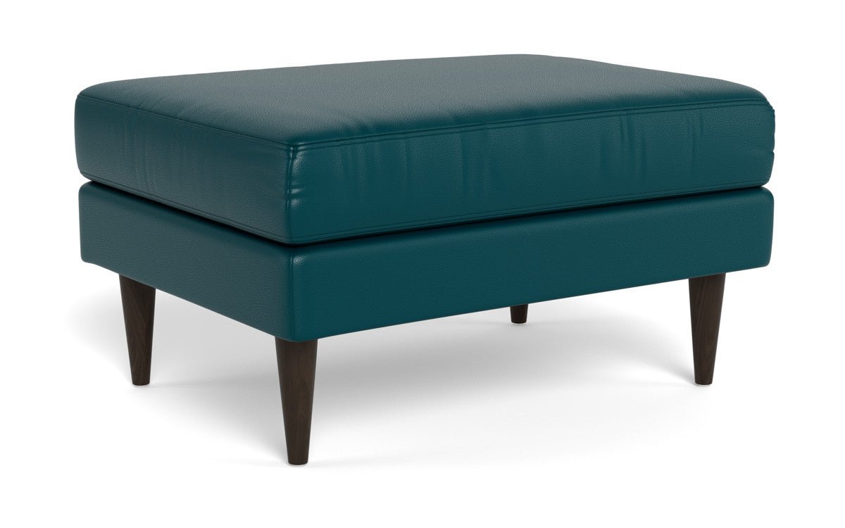 Wallace Leather Untufted Ottoman - Tribeca Lagoon