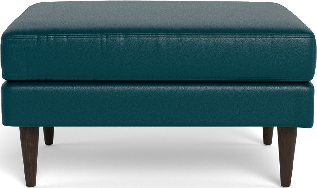Wallace Leather Untufted Ottoman - Tribeca Lagoon