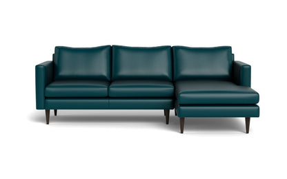 Wallace 98" Leather Untufted Right Chaise Sectional - Tribeca Lagoon