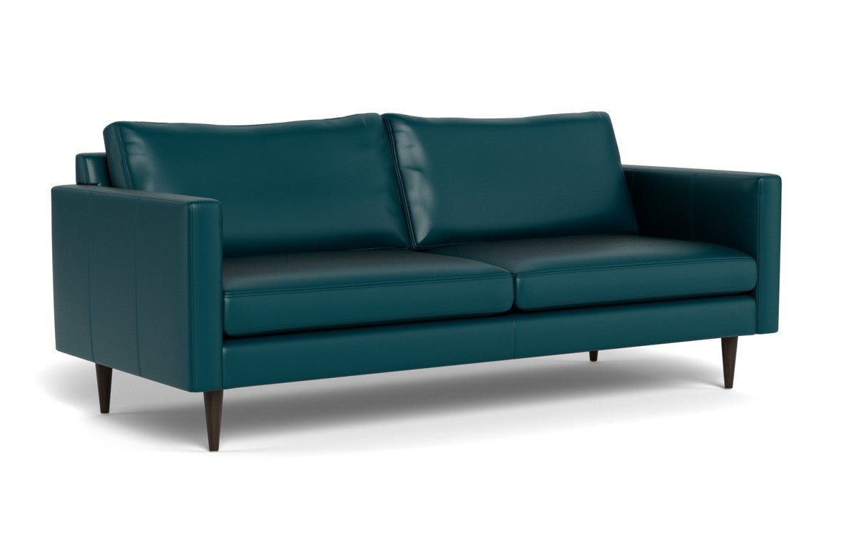 Wallace 85" Leather Untufted Sofa - Tribeca Lagoon