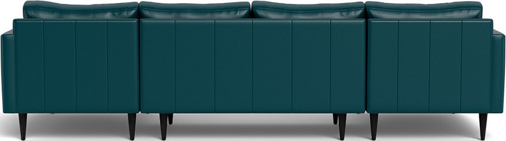 Wallace 126" Leather Untufted Double Chaise U Sectional - Tribeca Lagoon