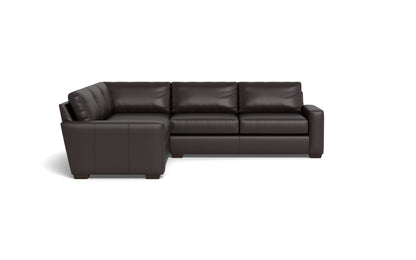 Mas Mesa 127" Deep Leather Corner Sectional - Tribeca Quarry