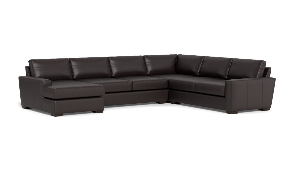Mas Mesa 162" Deep Leather Corner Sectionals w. Left Chaise - Tribeca Quarry