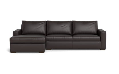 Mesa 123" Leather Left Chaise Sectional - Tribeca Quarry