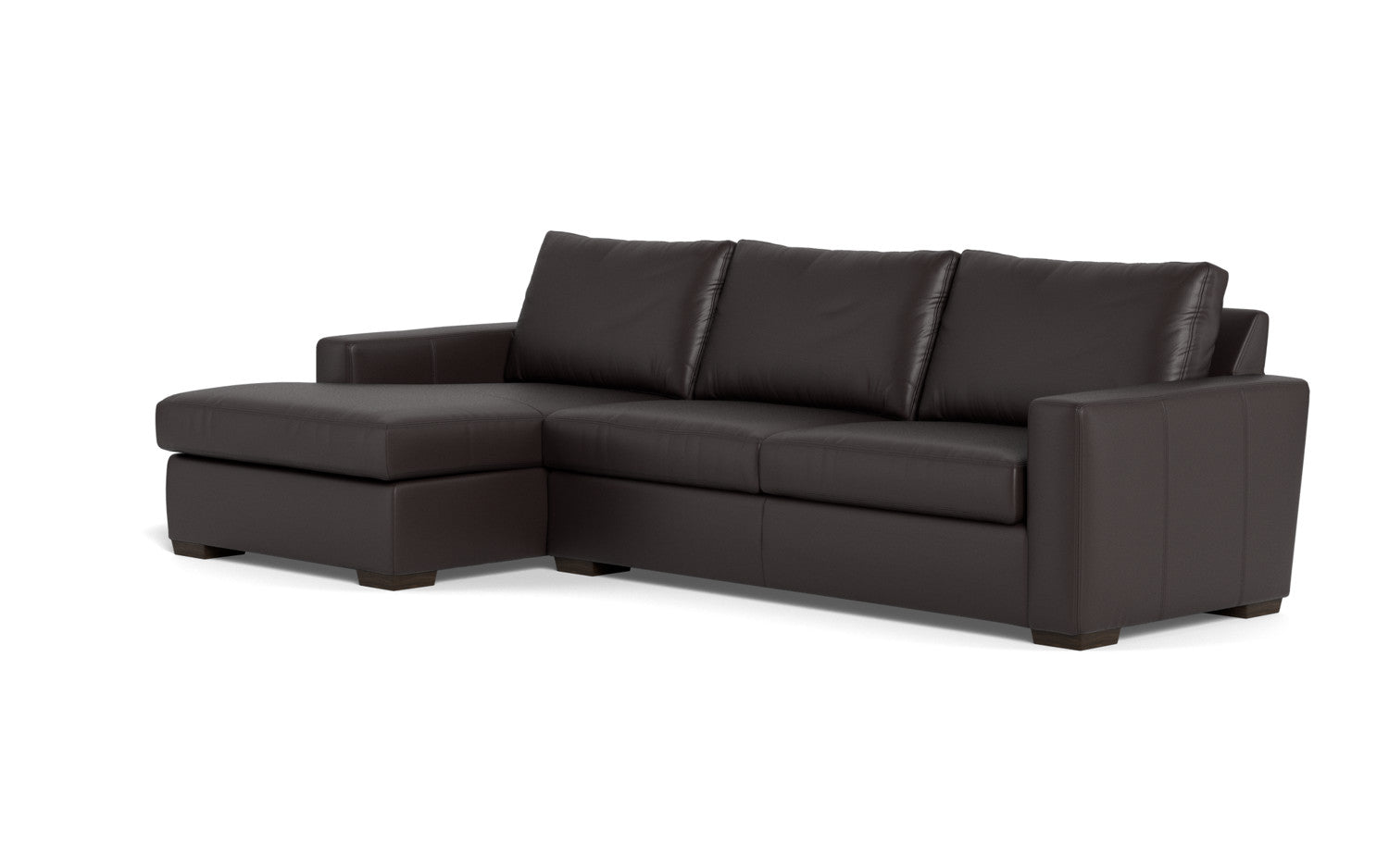 Mesa 123" Leather Left Chaise Sectional - Tribeca Quarry