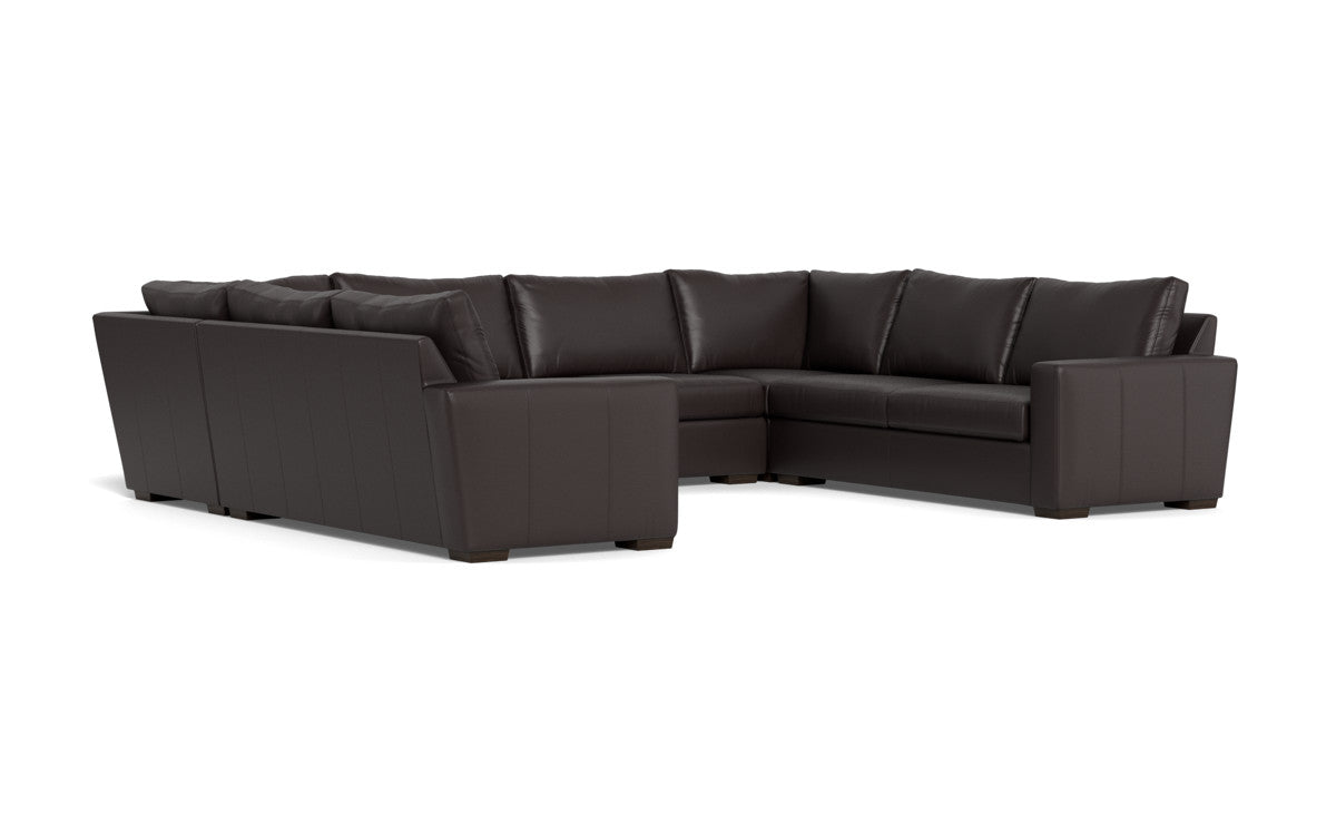 Mas Mesa 166" Deep Leather Condo U Sectional - Tribeca Quarry