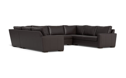 Mas Mesa 166" Deep Leather Condo U Sectional - Tribeca Quarry