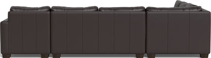 Track 141" Leather Corner Sectionals W. Full Sleeper & Right Chaise - Tribeca Quarry