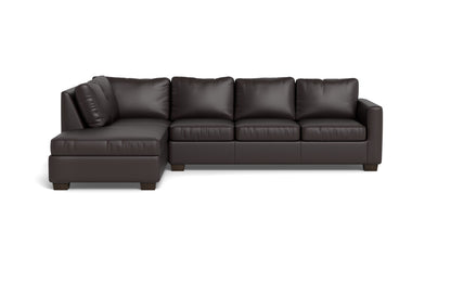 Track 121" Leather Left Chaise Sectional - Tribeca Quarry