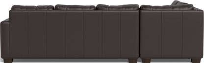 Track 121" Leather Left Chaise Sleeper Sectional - Tribeca Quarry
