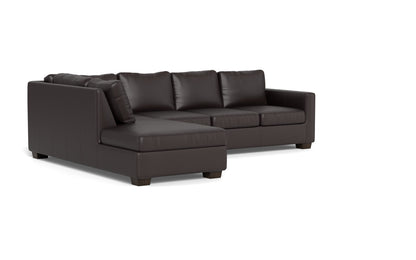 Track 121" Leather Left Chaise Sleeper Sectional - Tribeca Quarry
